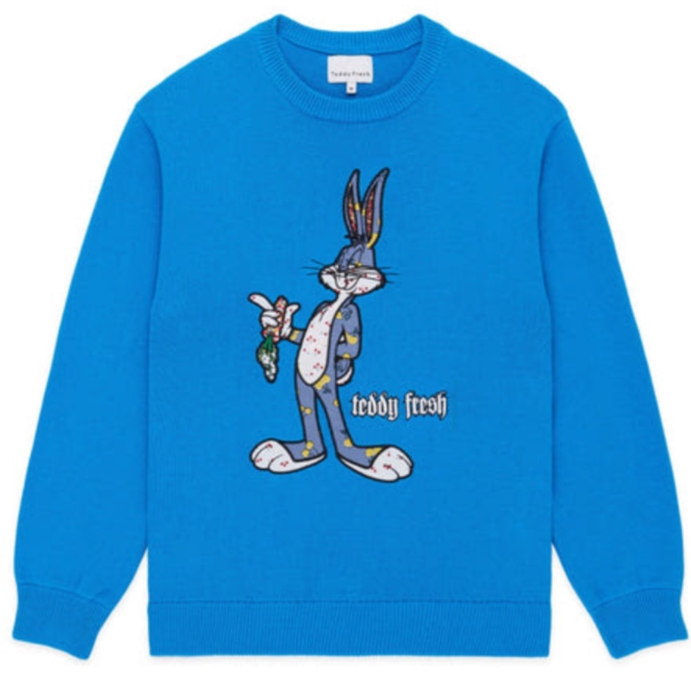 Looney Tunes Bugs Bunny Crewneck Sweater Blue Size Medium